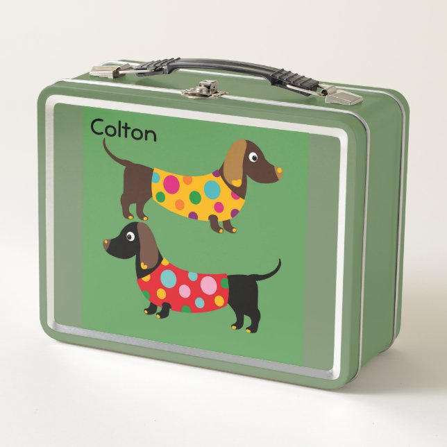 Diseño de caja de almuerzo con Dachshunds (Anverso)