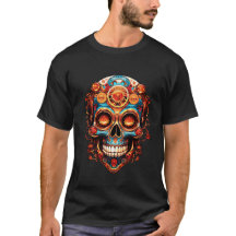 Diseño de calavera Steampunk en una camiseta negra