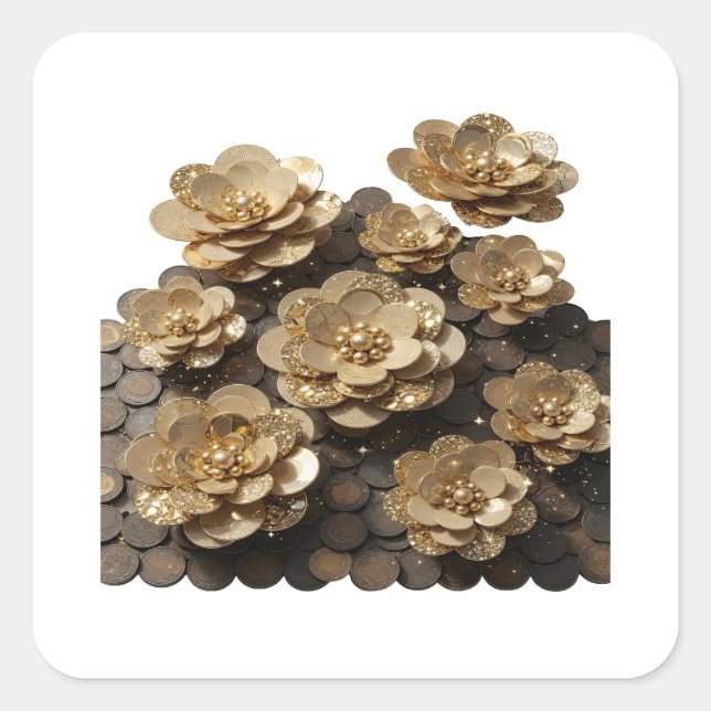 Diseño de calcomanía de flores doradas de plata Sn (Anverso)