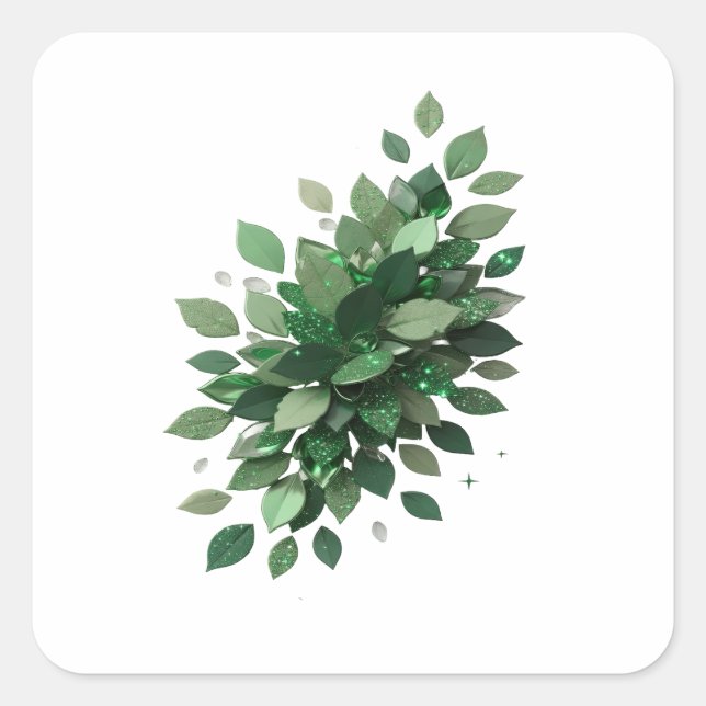 Diseño de calcomanía de hojas verdes plateadas per (Anverso)