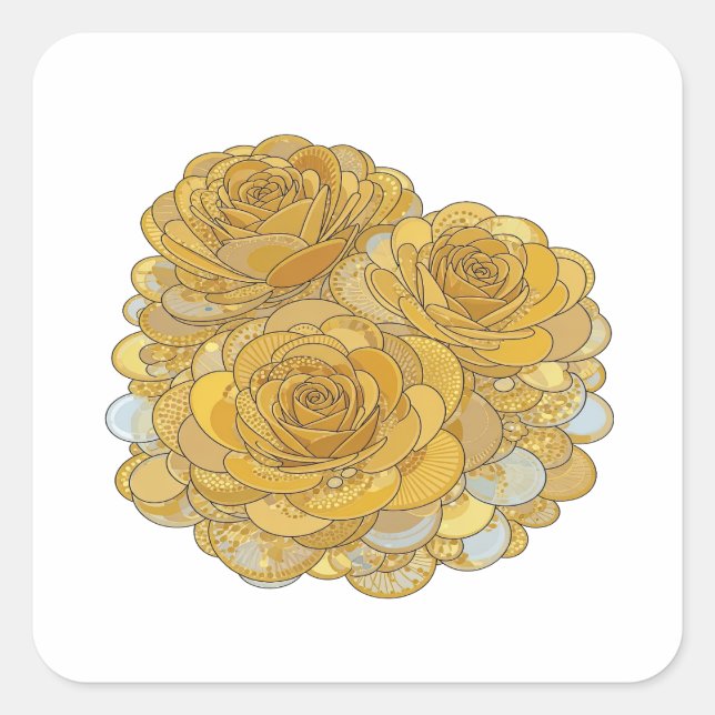 Diseño de calcomanía de ROSAS DORADAS de plata per (Anverso)