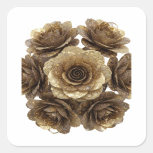 Diseño de calcomanía de ROSAS DORADAS de plata rad
