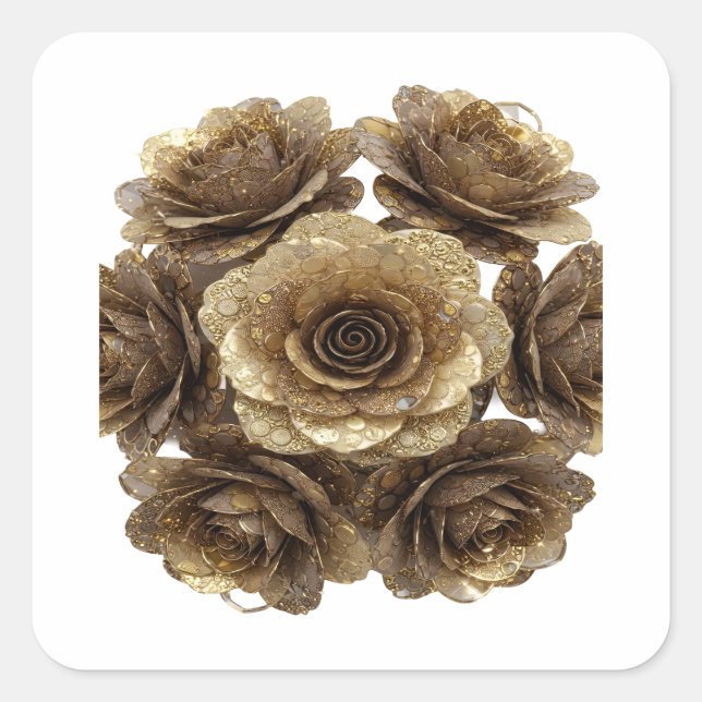 Diseño de calcomanía de ROSAS DORADAS de plata rad (Anverso)