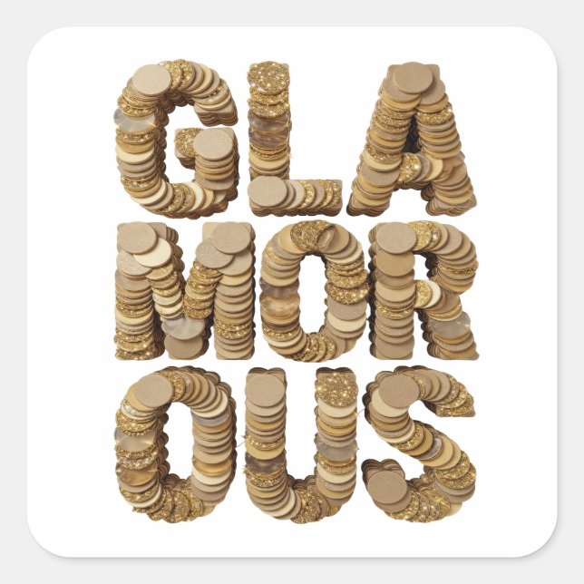 Diseño de calcomanía GLAMOROSO de oro radiante (Anverso)