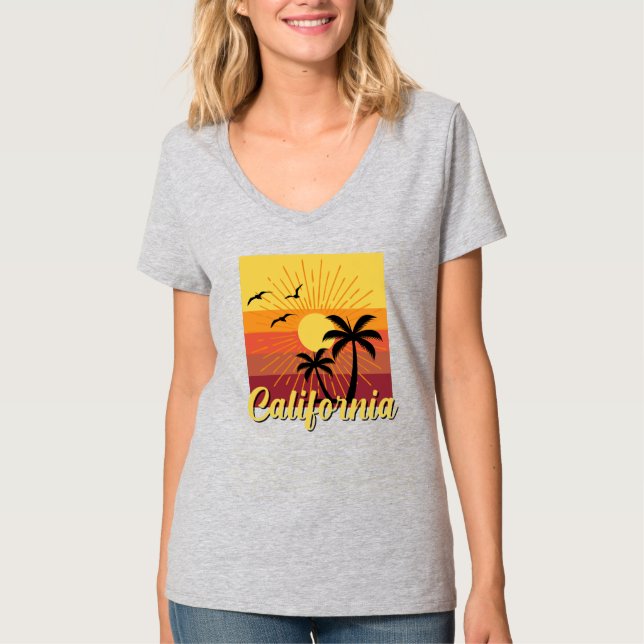 Diseño de California - Camiseta básica de cuello V (Anverso)