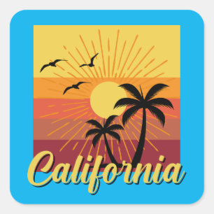 Diseño de California - Pegatinas cuadrados