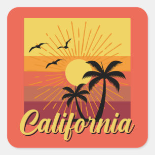 Diseño de California - Pegatinas cuadrados