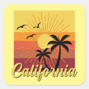 Diseño de California - Pegatinas cuadrados