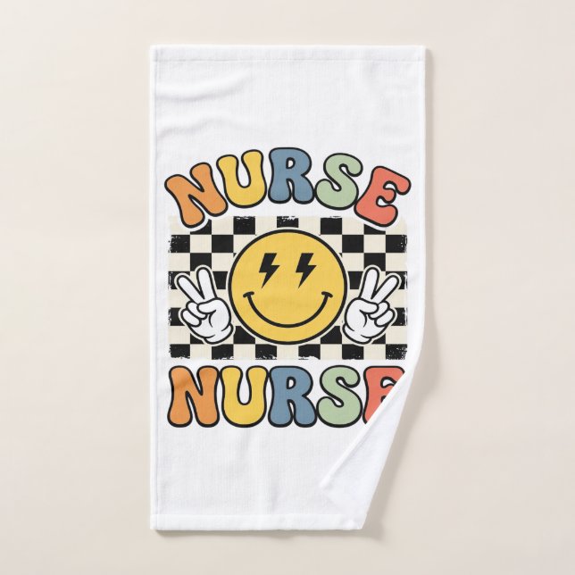 Diseño de camisa a cuadros sonriente de enfermera  (Toalla de mano)