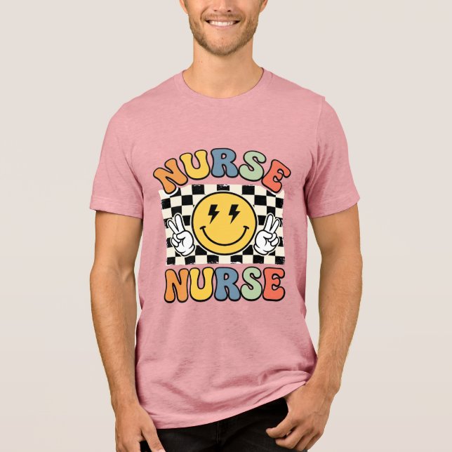 Diseño de camisa a cuadros sonriente de enfermera  (Anverso)