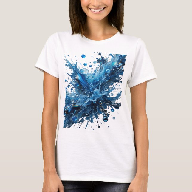 Diseño de camisa de agua salpicada de plata elegan (Anverso)