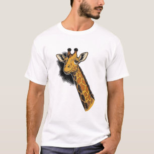 Diseño de camisa de jirafa linda grabada vintage_1