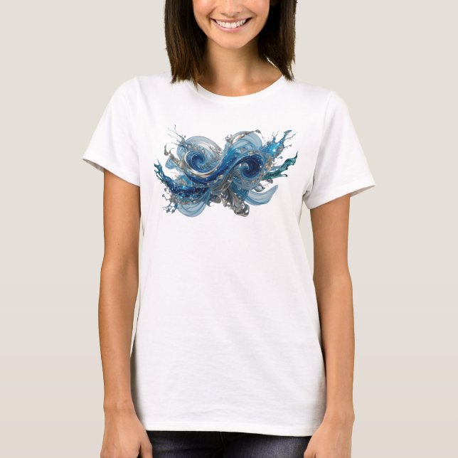Diseño de camisa de OLA DE AGUA de plata moderna (Anverso)