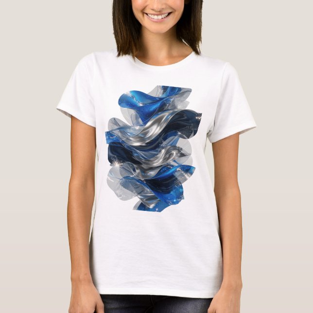 Diseño de camisa de Olas Azules y Plateadas Snappy (Anverso)
