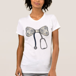 Diseño de camisa floral con lazo de enfermera vint