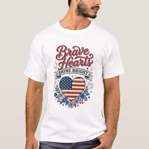 Diseño de camisa floral vintage patriota Corazones