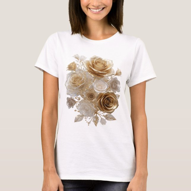 Diseño de camisa ROSAS DORADAS de plata moderna (Anverso)