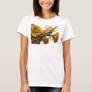 Diseño de camiseta Artistic Gold FLORES DE ORO