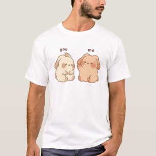 Diseño de camiseta blanca de manga corta con conej