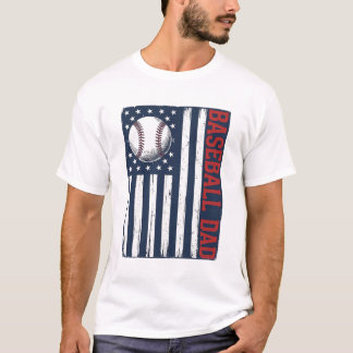 Diseño de camiseta con bandera de papá de béisbol