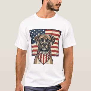 Diseño de camiseta con bandera de perro boxer patr