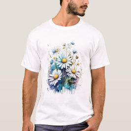 Diseño de camiseta con flores blancas