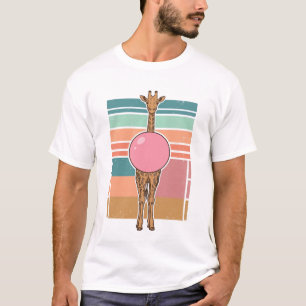 Diseño de camiseta con grabado de chicle de jirafa