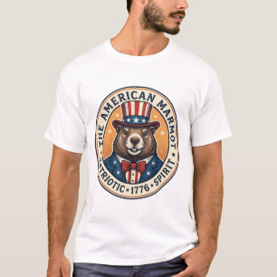 Diseño de camiseta con grabado vintage de marmota 