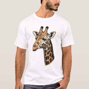 Diseño de camiseta con retrato de jirafa con graba