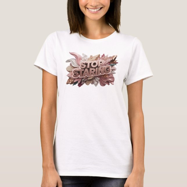 Diseño de camiseta Cool Red STOP STARING (Anverso)