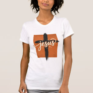 Diseño de camiseta cristiana de cruz de Jesús vint