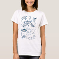 Diseño de camiseta de animal marino con tatuaje vi