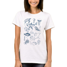 Diseño de camiseta de animal marino con tatuaje vi