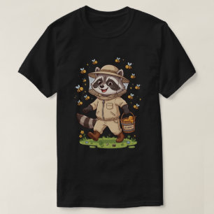Diseño de camiseta de apicultor mapache lindo