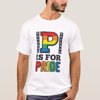 Diseño de camiseta de arcoíris con letra P de orgu