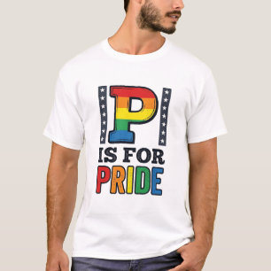 Diseño de camiseta de arcoíris con letra P de orgu