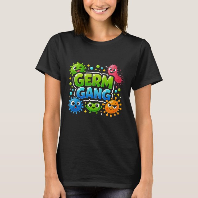 Diseño de camiseta de bacterias GERM GANG   (Anverso)