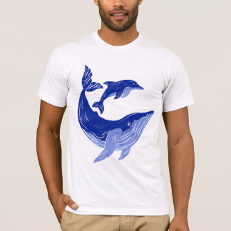 Diseño de camiseta de ballena azul