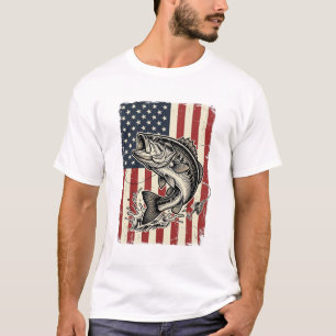 Diseño de camiseta de bandera americana de pesca d