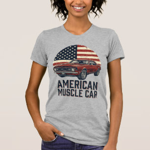 Diseño de camiseta de bandera vintage de coche mus
