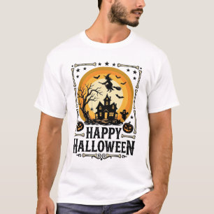 Diseño de camiseta de bruja lunar vintage feliz Ha