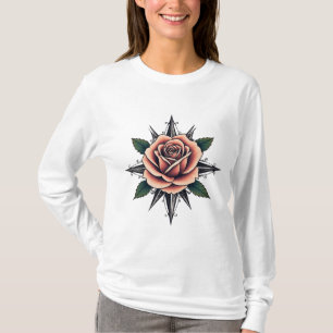 Diseño de camiseta de brújula de rosa de estilo ta