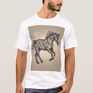 Diseño de camiseta de caballo fractal geométrico