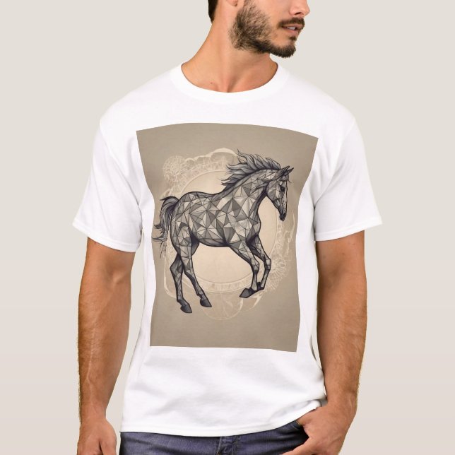 Diseño de camiseta de caballo fractal geométrico (Anverso)