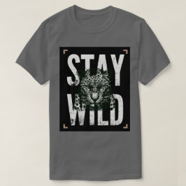 Diseño de camiseta de cara de leopardo Stay Wild