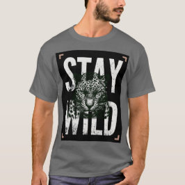 Diseño de camiseta de cara de leopardo Stay Wild