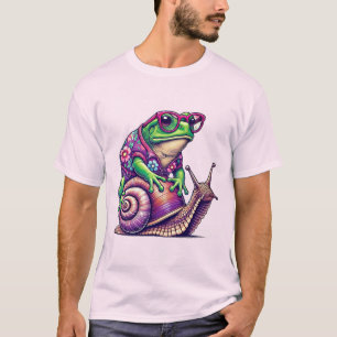 Diseño de camiseta de caracol montado por sapo