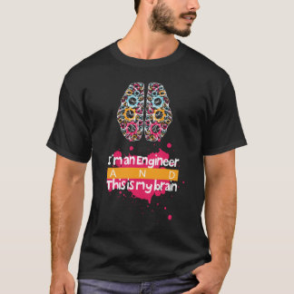 Diseño de camiseta de cerebro de ingeniero genial