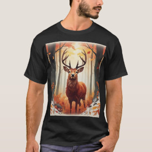 Diseño de camiseta de ciervo rojo curioso en un bo
