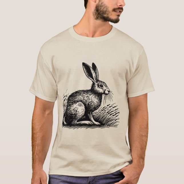 Diseño de camiseta de conejo rústico – Liebre de c (Anverso)